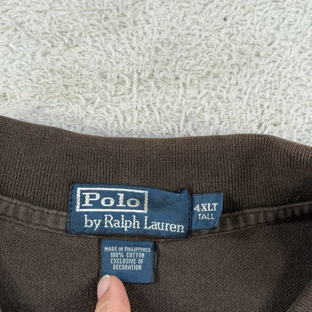 Polo Ralph Lauren Shirt Mens 4XLT Brown Short Sleeve Pony Collared Cotton Golf
